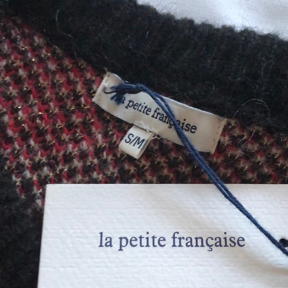 La Petite Francaise mohair wool sweater heart pattern black with pink and red - Picture 8 of 8